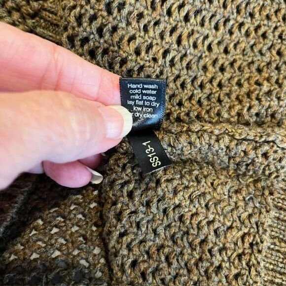 Peruvian Connection Open Knit 1/2 Sleeve Round Neck Sweater Brown Pima Small - Picture 6 of 10